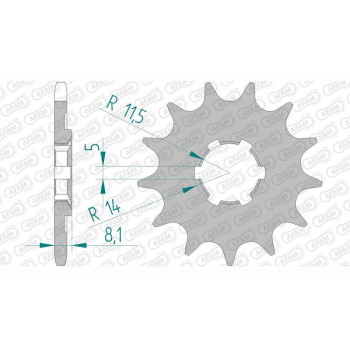 Pignon AFAM 14 dents pas 520 type 22500 Suzuki LT 500 R