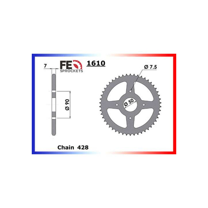 Couronne FE 48 dents pas 428 type 1610