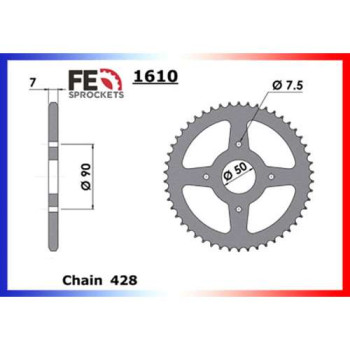 Couronne FE 48 dents pas 428 type 1610