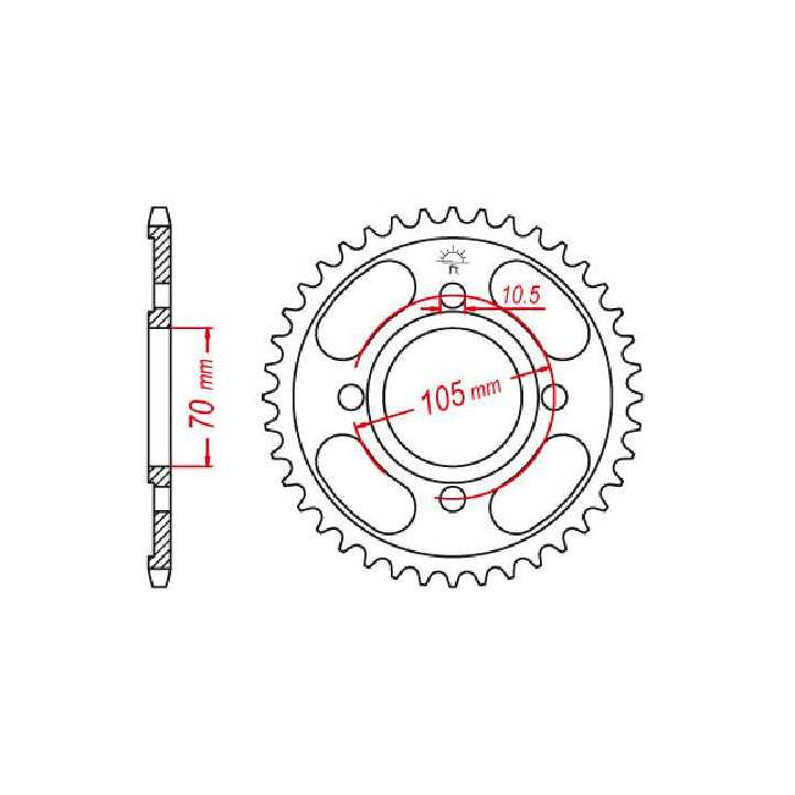 Couronne acier JT 36 dents pas 530 type 278