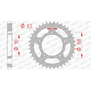 Couronne acier AFAM 40 dents pas 530 type 50600 Cagiva 350 ALA Azzura Couronne acier AFAM 40 dents pas 530 type 50600 Cagiva 350 ALA Azzura