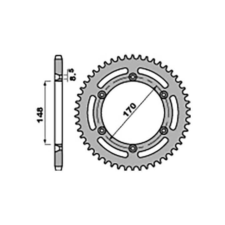Couronne acier PBR 48 dents pas 520 type 804 Suzuki DR750S