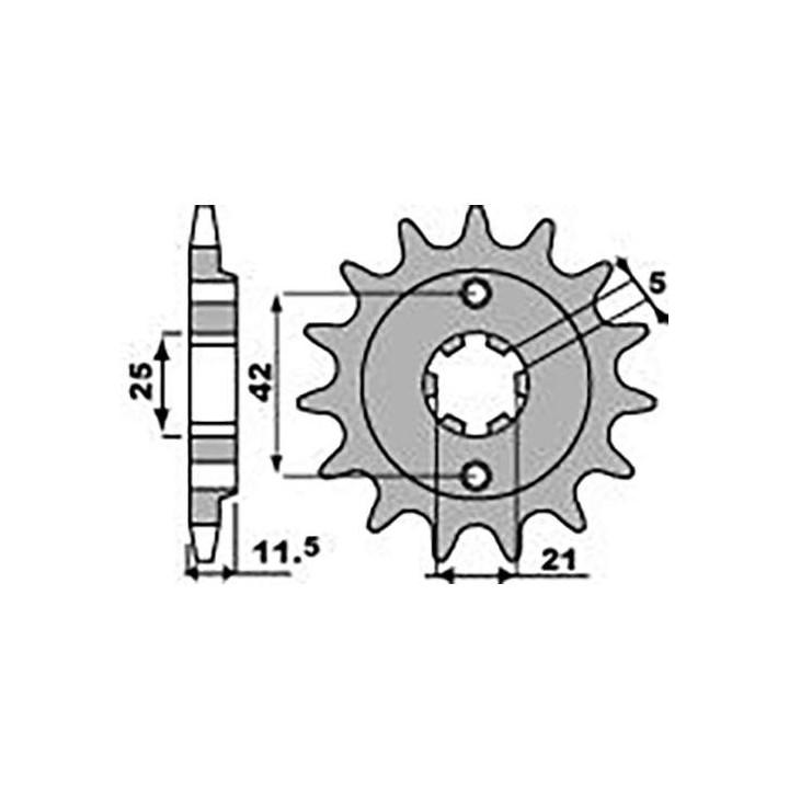 Pignon PBR 15 dents pas 530 type 500