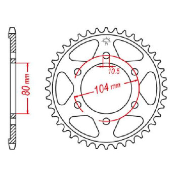 Couronne acier JT 40 dents pas 525 type 1489