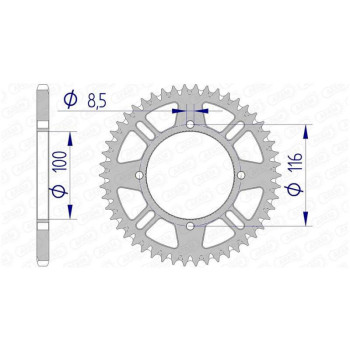 Couronne alu AFAM 49 dents pas 420 type 17104 Kawasaki KX 80 Couronne alu AFAM 49 dents pas 420 type 17104 Kawasaki KX 80