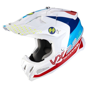 Casque cross Scorpion VX-22 AIR ARES Blanc / Bleu / Rouge