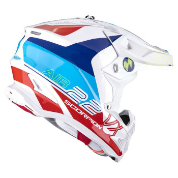 Casque cross Scorpion VX-22 AIR ARES Blanc / Bleu / Rouge