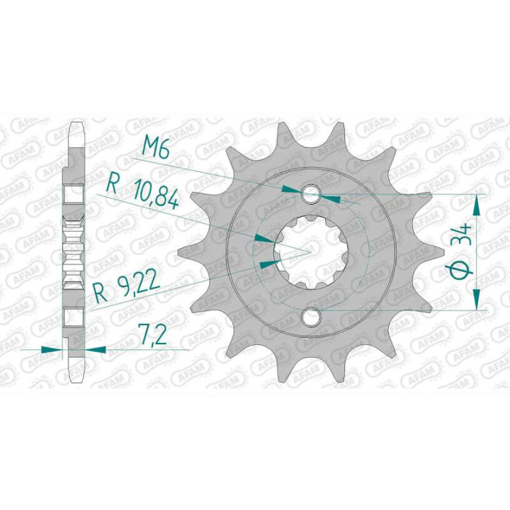 Pignon AFAM 14 dents pas 520 type 20320 Honda CBF 250