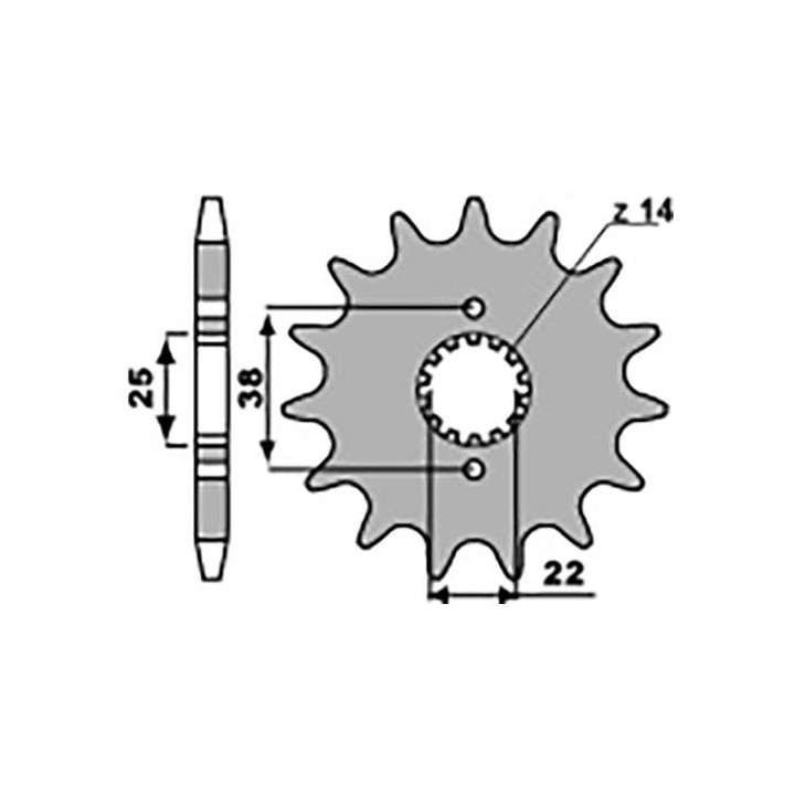 Pignon PBR 14 dents pas 530 type 728
