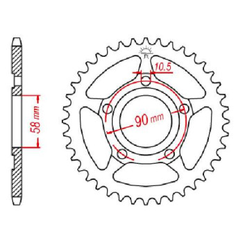Couronne acier JT 40 dents pas 520 type 604