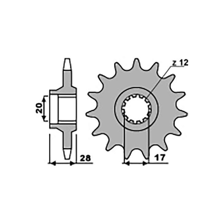 Pignon PBR 15 dents pas 520 type 556