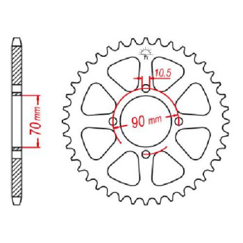 Couronne acier JT 43 dents pas 520 type 1414