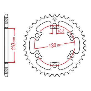 Couronne acier JT 40 dents pas 530 type 1421