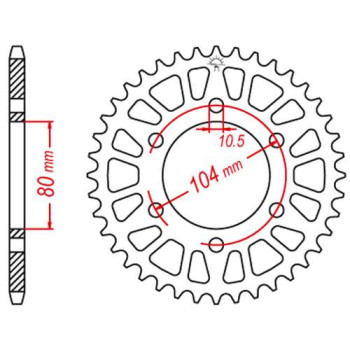 Couronne alu JT 44 dents ultra-light pas 520 type 478