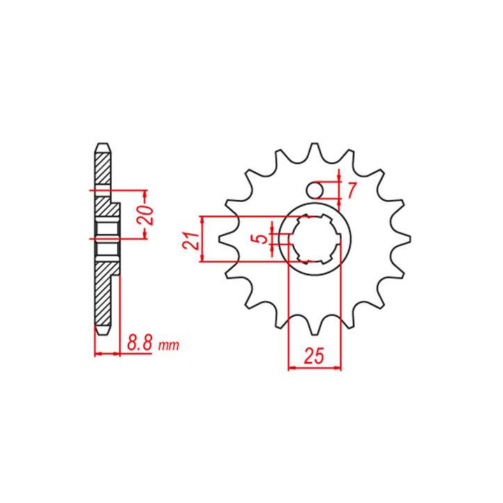 Pignon JT 13 dents pas 520 type 507 Husqvarna CR250