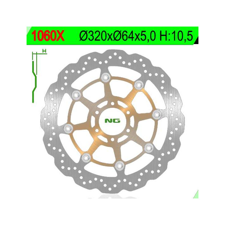 Disque de frein NG pétales Yamaha XJR1300, Ducati Monster, Aprilia RSV1000