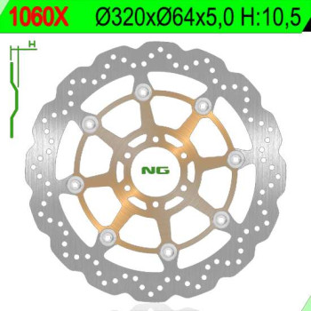 Disque de frein NG pétales Yamaha XJR1300, Ducati Monster, Aprilia RSV1000