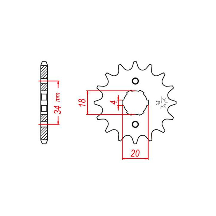 Sprocket JT 16 teeth pitch 428 type 259 Sprocket JT 16 teeth pitch 428 type 259