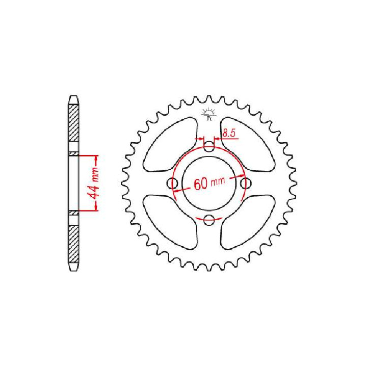 Couronne acier JT 49 dents pas 420 type 832