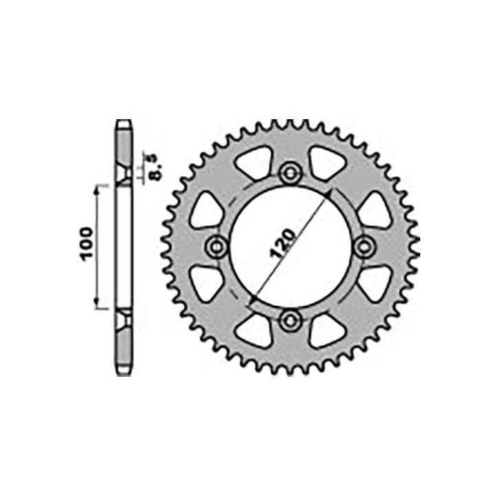 Couronne acier PBR 48 dents pas 428 type 798Suzuki RM 80/85