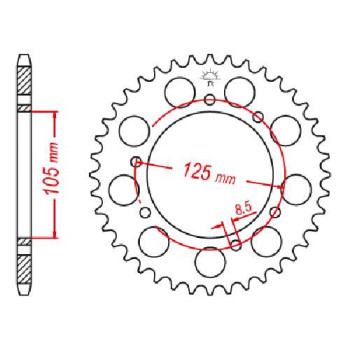 Couronne acier JT 53 dents pas 420 type 1131