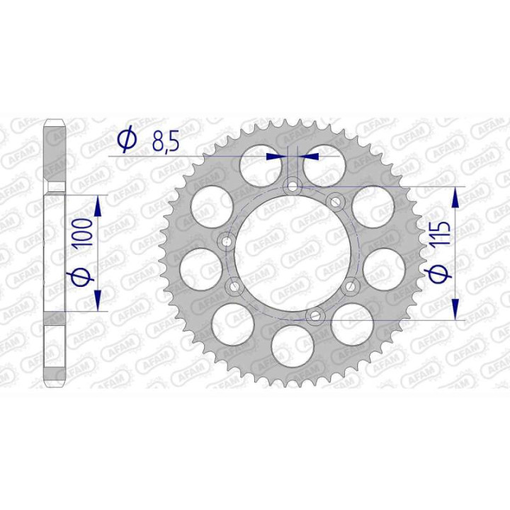 AFAM 56-tooth aluminum sprocket, pitch 428, type 93111 Beta 50 RR Enduro