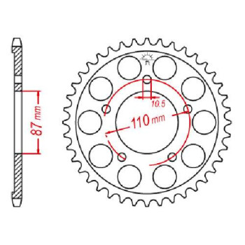 Couronne acier JT 47 dents pas 525 type 807