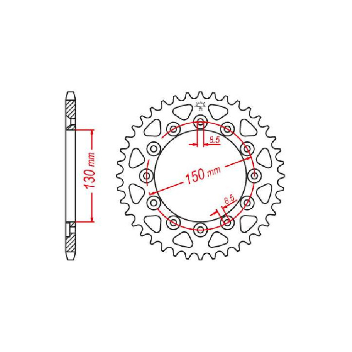 Couronne acier JT 47 dents pas 520 type 245-2