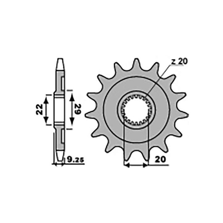 Pignon PBR 13 teeth not 520 type 2146 Kawasaki KX250F