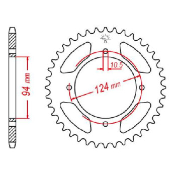 Couronne acier JT 34 dents pas 530 type 282