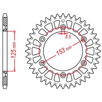 Couronne alu JT 45 dents ultra-light pas 520 type 210 Honda XR400R Couronne alu JT 45 dents ultra-light pas 520 type 210 Honda XR400R