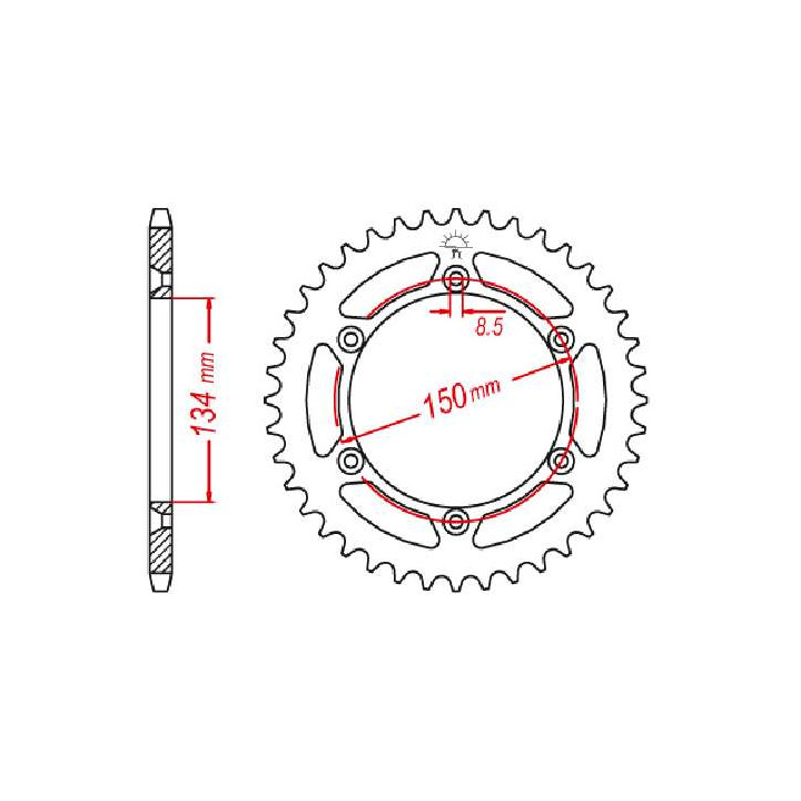 Couronne acier JT 52 dents pas 428 type 459