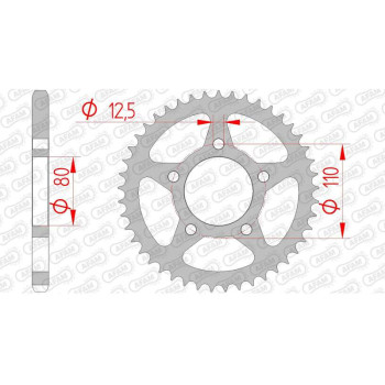 Couronne acier AFAM 45 dents pas 525 type 10608 Honda CB 500