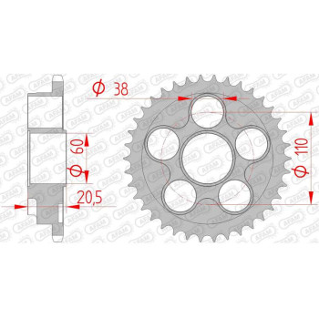 AFAM steel crown 38 teeth pitch 520 type 50611 Ducati 748 Biposto