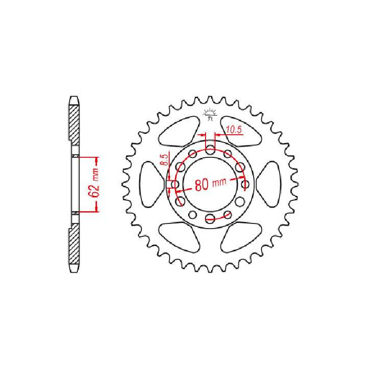 Couronne acier JT 51 dents pas 428 type 1842