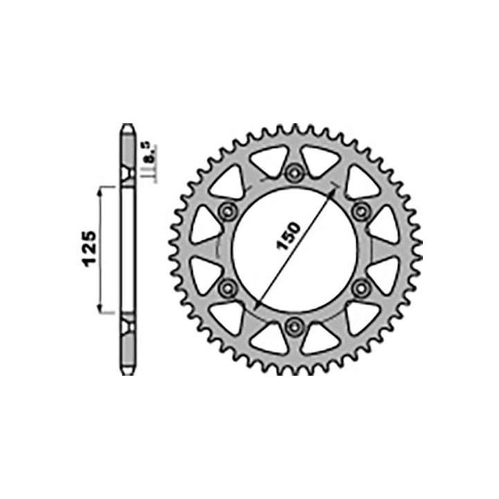 Couronne acier PBR 45 dents pas 520 type 899