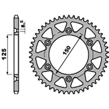 Couronne acier PBR 45 dents pas 520 type 899 Couronne acier PBR 45 dents pas 520 type 899