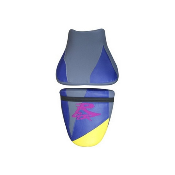 Housse de selle Bagster (2035B) Citron/Violet/Acier/Lettres Fuchsia Suzuki GSX750R 96