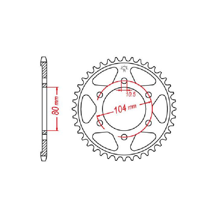 Couronne acier JT 39 dents pas 525 type 1489