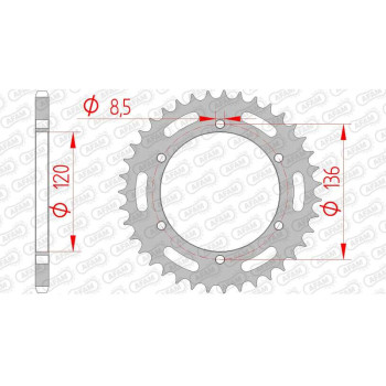 Couronne acier AFAM 45 dents pas 520 type 12304 Yamaha TDR 250