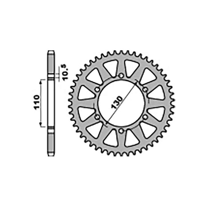 Couronne acier PBR 45 dents pas 520 type 504 Kawasaki GPX250R Couronne acier PBR 45 dents pas 520 type 504 Kawasaki GPX250R