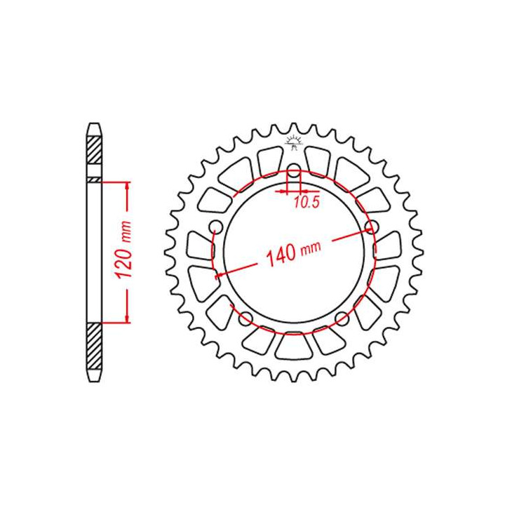 Couronne alu JT 42 dents ultra-light pas 520 type 1793