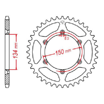 Couronne acier JT 45 dents pas 520 type 460 Couronne acier JT 45 dents pas 520 type 460