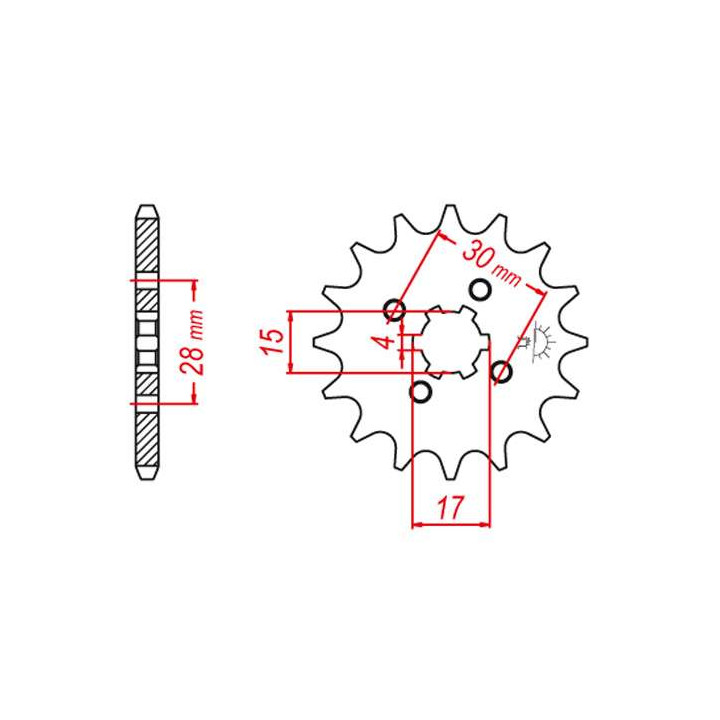 Pignon JT 15 dents pas 420 type 253 Pignon JT 15 dents pas 420 type 253
