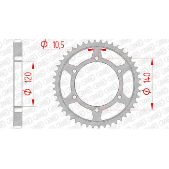 Couronne acier AFAM 45 dents pas 530 type 16603 Kawasaki ZZR 500 ZX500