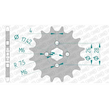Pignon AFAM 15 dents pas 420 type 20104 Honda C 50