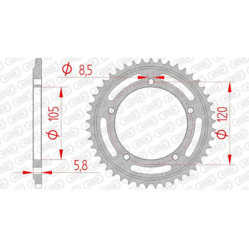 Couronne acier AFAM 45 dents pas 415 type 35101 Aprilia AE 50 Pegaso