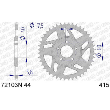 AFAM 44-tooth 415-pitch aluminum sprocket type 72103N KTM SX 50 LC Pro Senior
