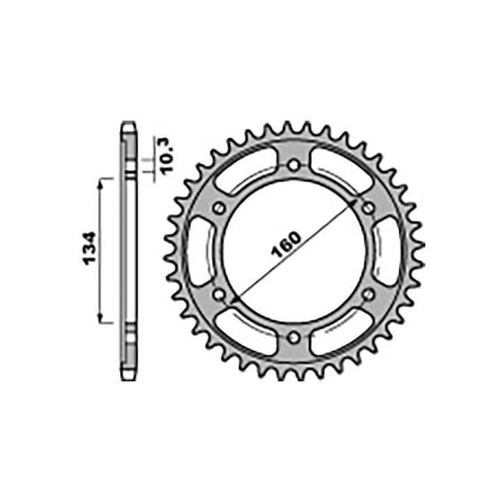 Couronne acier PBR 45 dents pas 525 type 4405 Honda CBR600RR Couronne acier PBR 45 dents pas 525 type 4405 Honda CBR600RR