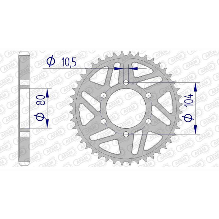 Couronne alu AFAM 45 dents pas 530 type 17604 Kawasaki ZXR 750 R
